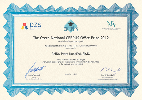 The Czech National CEEPUS Office Prize 2012