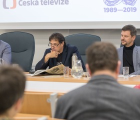 Panelová diskuze se zástupci České televize se uskutečnila na půdě Filozofické fakulty Ostravské univerzity 5. listopadu 2019 v rámci připomenutí 30 let svobody a demokracie. Autor fotografií: Rostislav Šimek