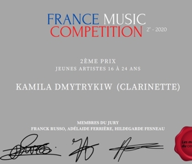 Mezinárodní ocenění klarinetistky Kamily Dmytrykiw