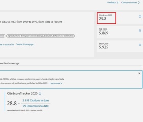 CiteScore lze zjistit u konkrétního časopisu v databázi Scopus nebo u konkrétního článku.