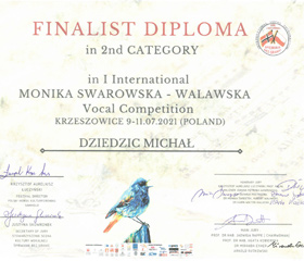 Student Michał Dziedzic finalistou mezinárodní pěvecké soutěže Moniky Swarowské -Walawské