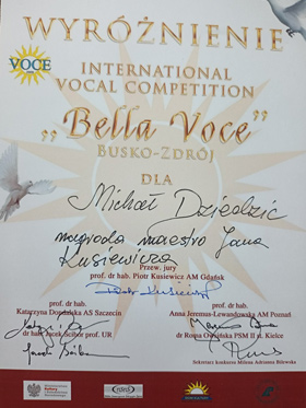 Michal Dziedzic, student sólového zpěvu, se letos stal laureátem dvou mezinárodních pěveckých soutěží