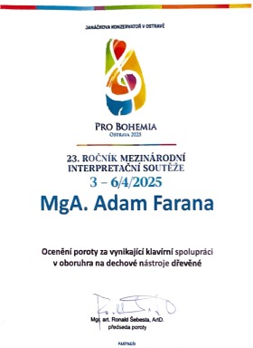 Ocenění pro korepetitory Katedry dechových nástrojů